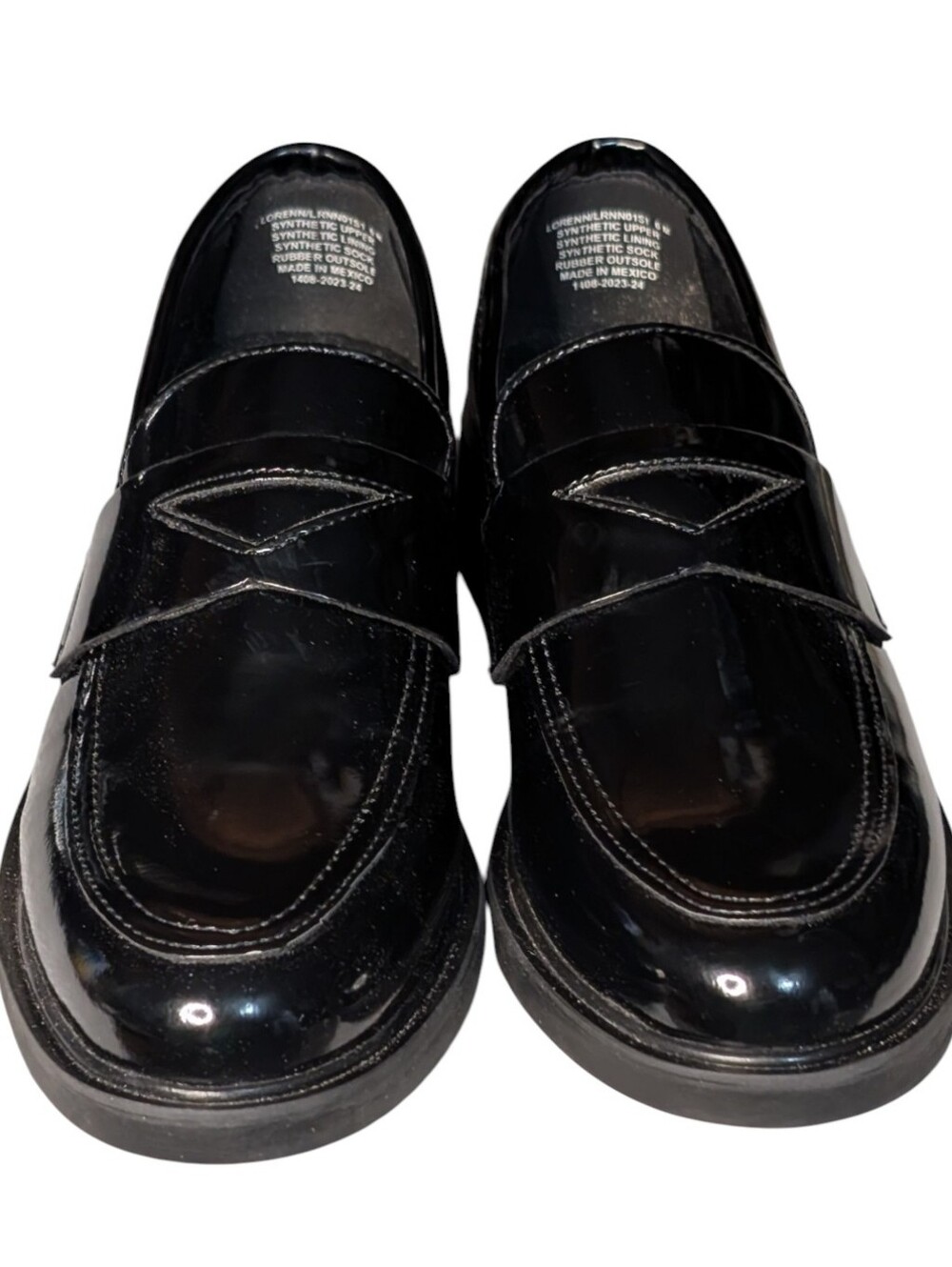 Steve Madden Leedan black patent penny loafer classic sleek high shine size 6